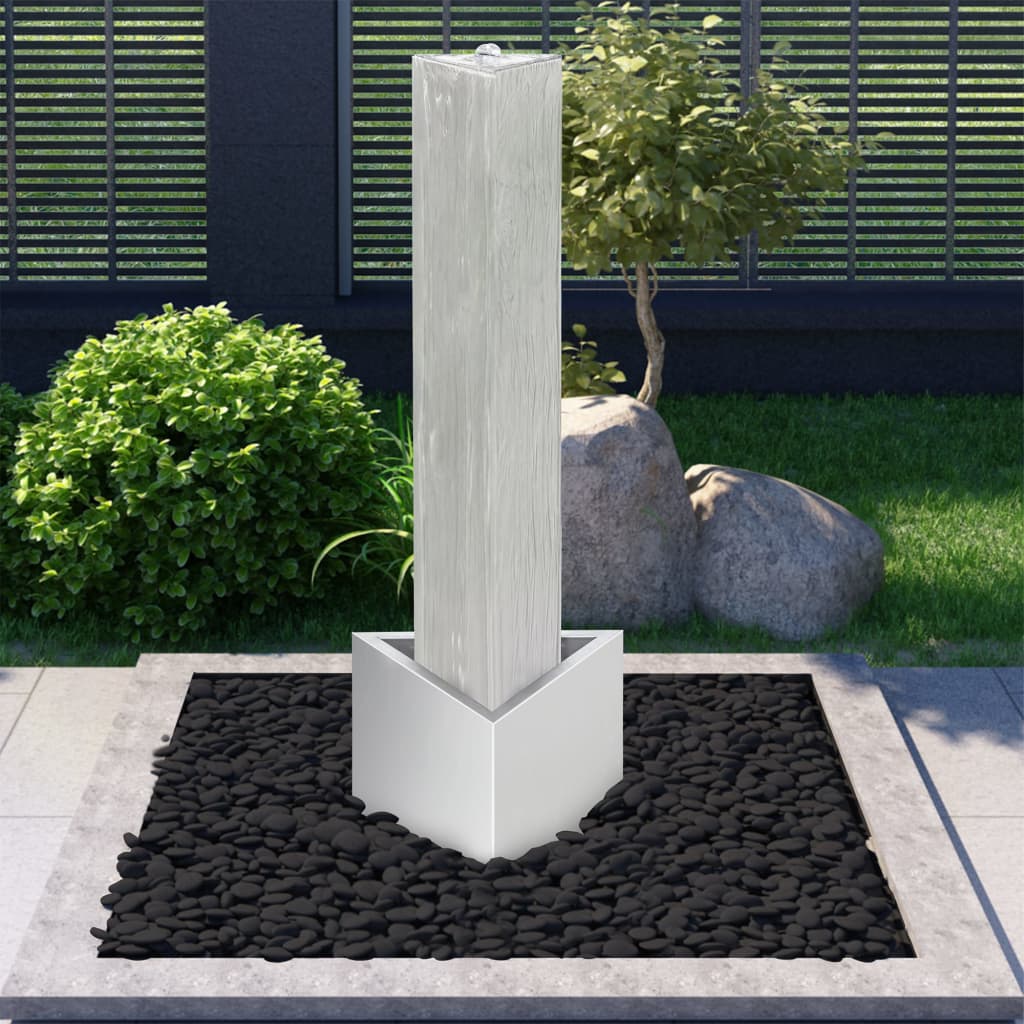 vidaXL Tuinfontein 37,7×32,6×110 cm roestvrij staal zilverkleurig