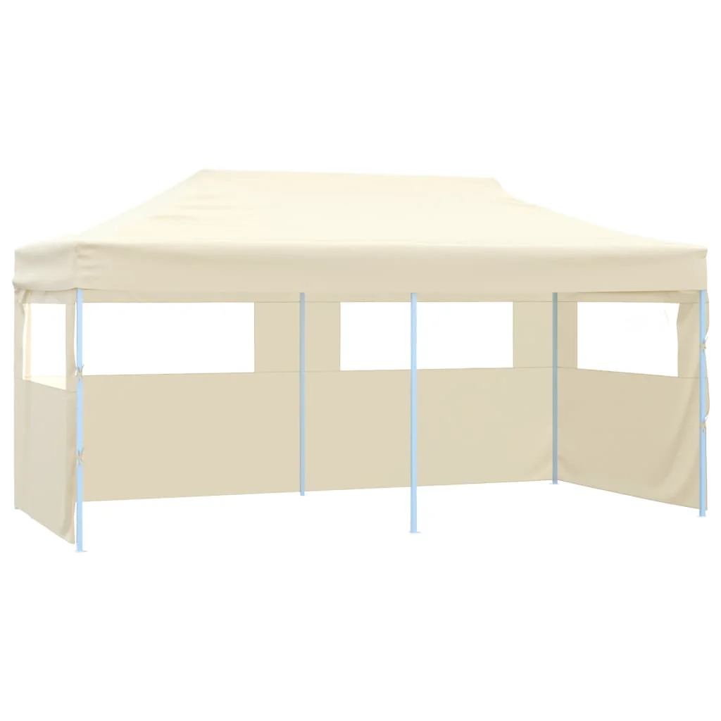 vidaXL Partytent met 4 zijwanden inklapbaar 3×6 m staal crème