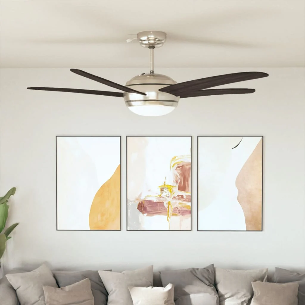 vidaXL Plafondventilator met lamp 128 cm bruin