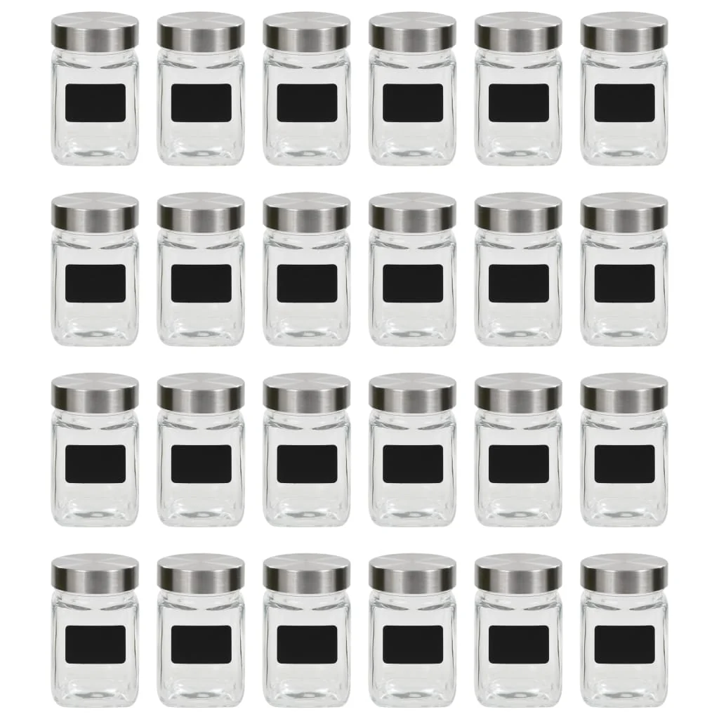 vidaXL Opbergpotten met stickers 24 st 300 ml