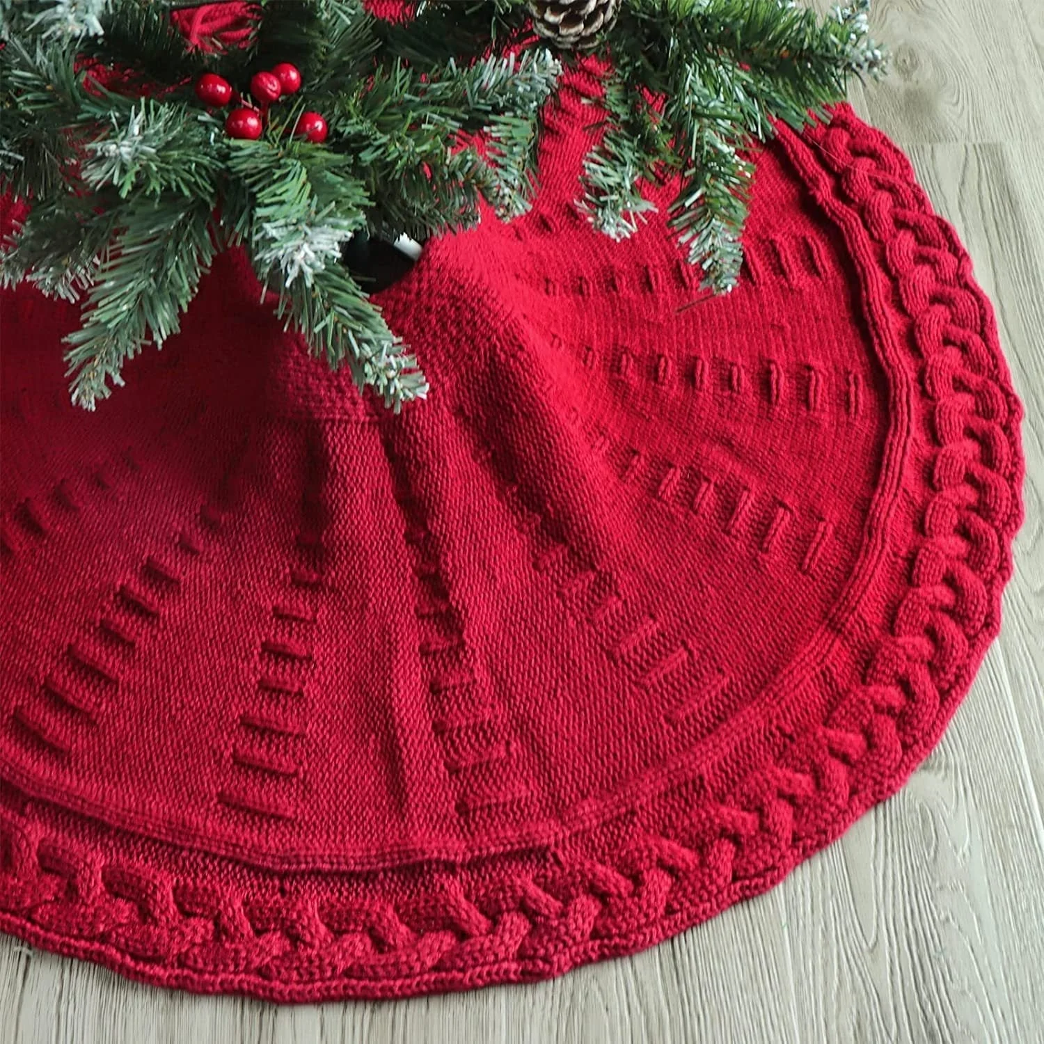 Gebreide Kerstring BasisWarm – Decoratieve Kerstboomrok Rond