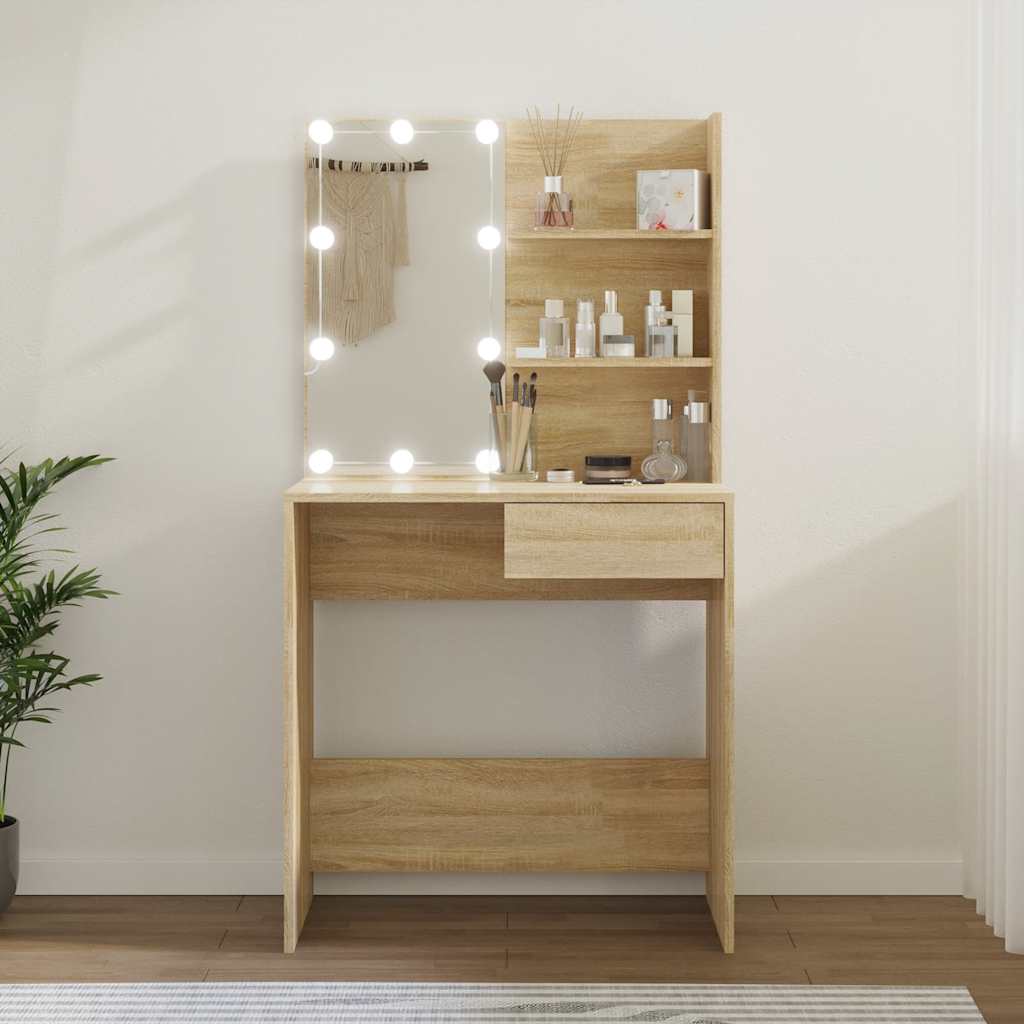 vidaXL Kaptafel met LED-verlichting 74,5x40x141 cm artisanaal eiken