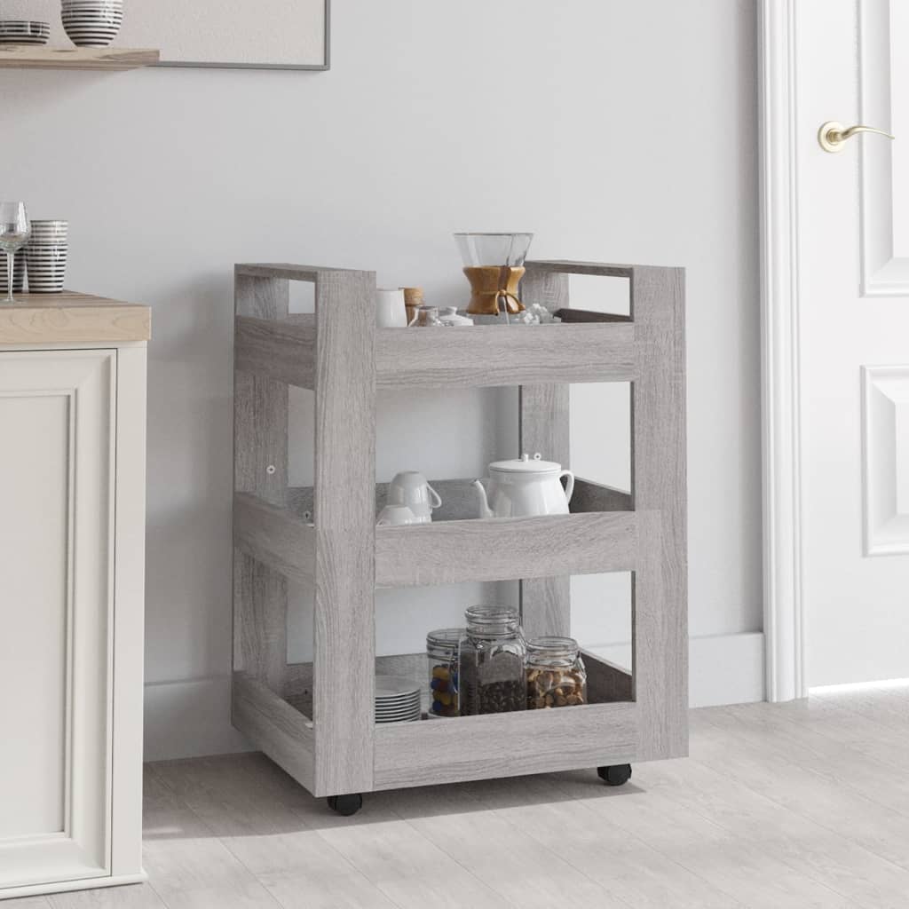 vidaXL Keukentrolley 60x45x80cm bewerkt hout grijs sonoma eikenkleurig