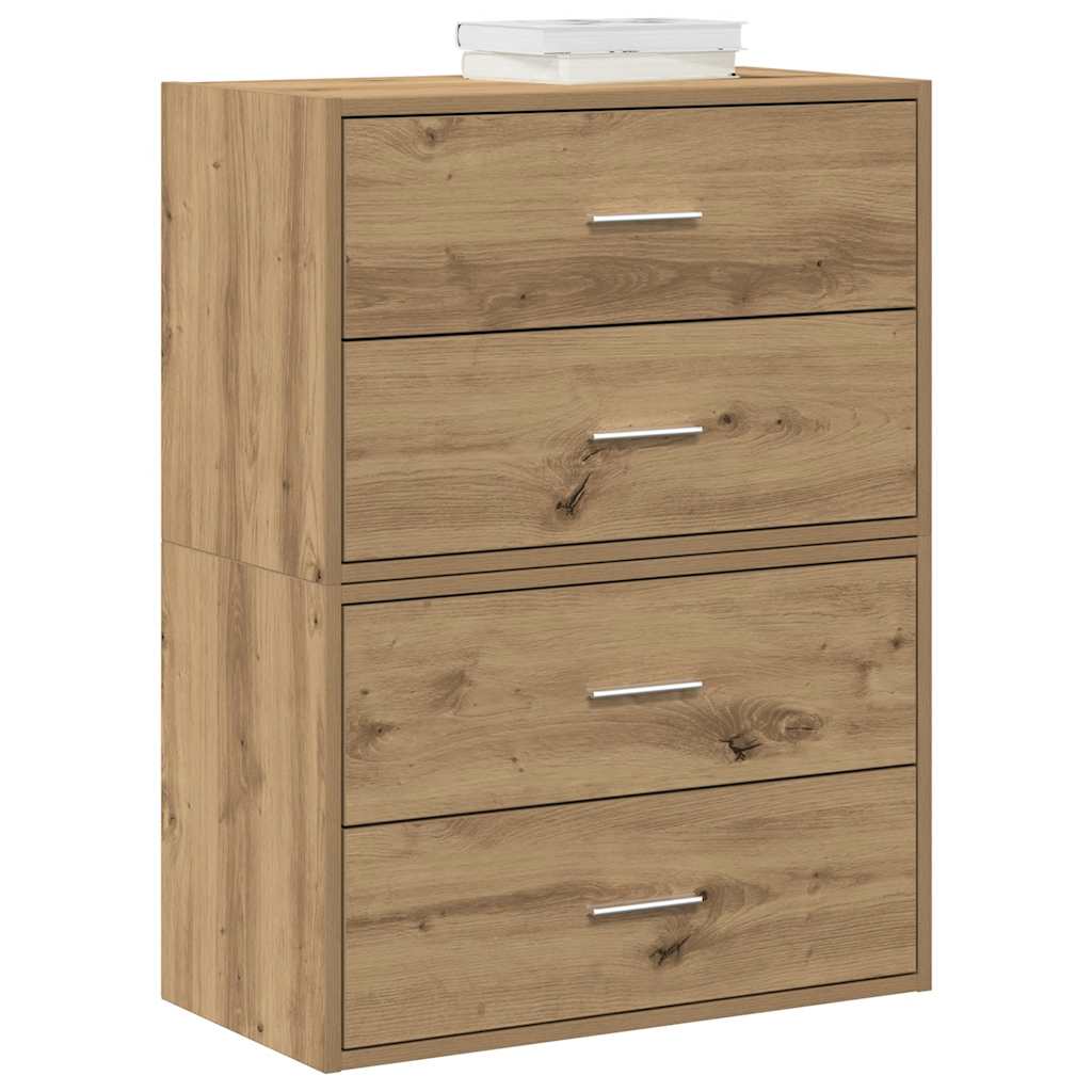 vidaXL Kast met 2 lades 60x31x40 cm bewerkt hout zwart eikenkleurig