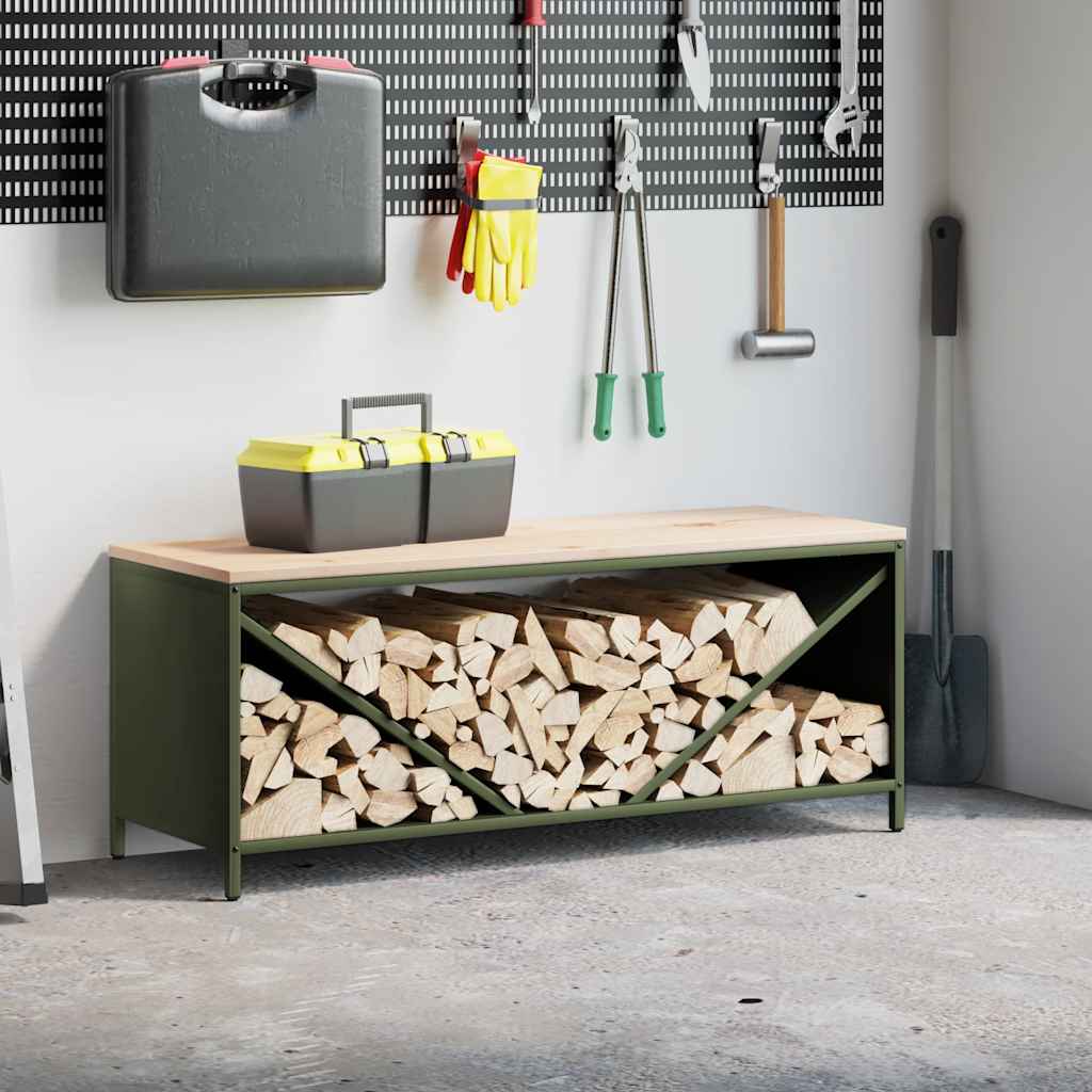 vidaXL Brandhoutrek met houten blad 100,5×35,5×40 cm zwart