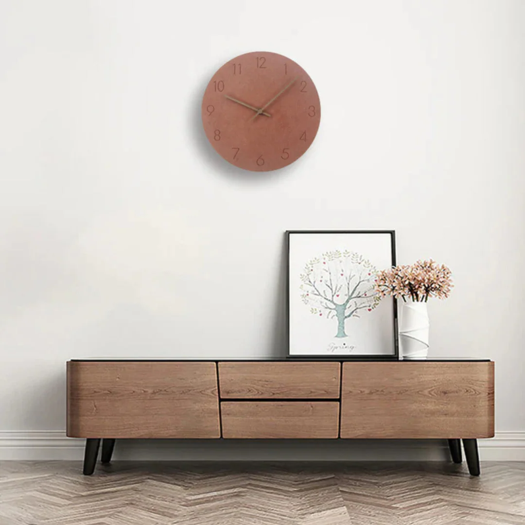 Grote Wandklok van Hout – Minimalistisch Design met Geruisloos Uurwerk