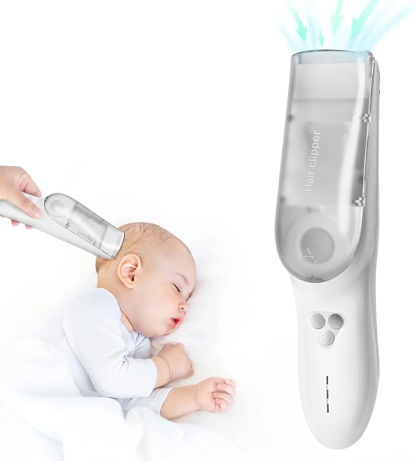 Baby Tondeuse met Opbergdoos | Waterdichte Oplaadbare Snoerloze Tondeuse met Stofzuiger die Geknipt Haar Automatisch Opzuigt