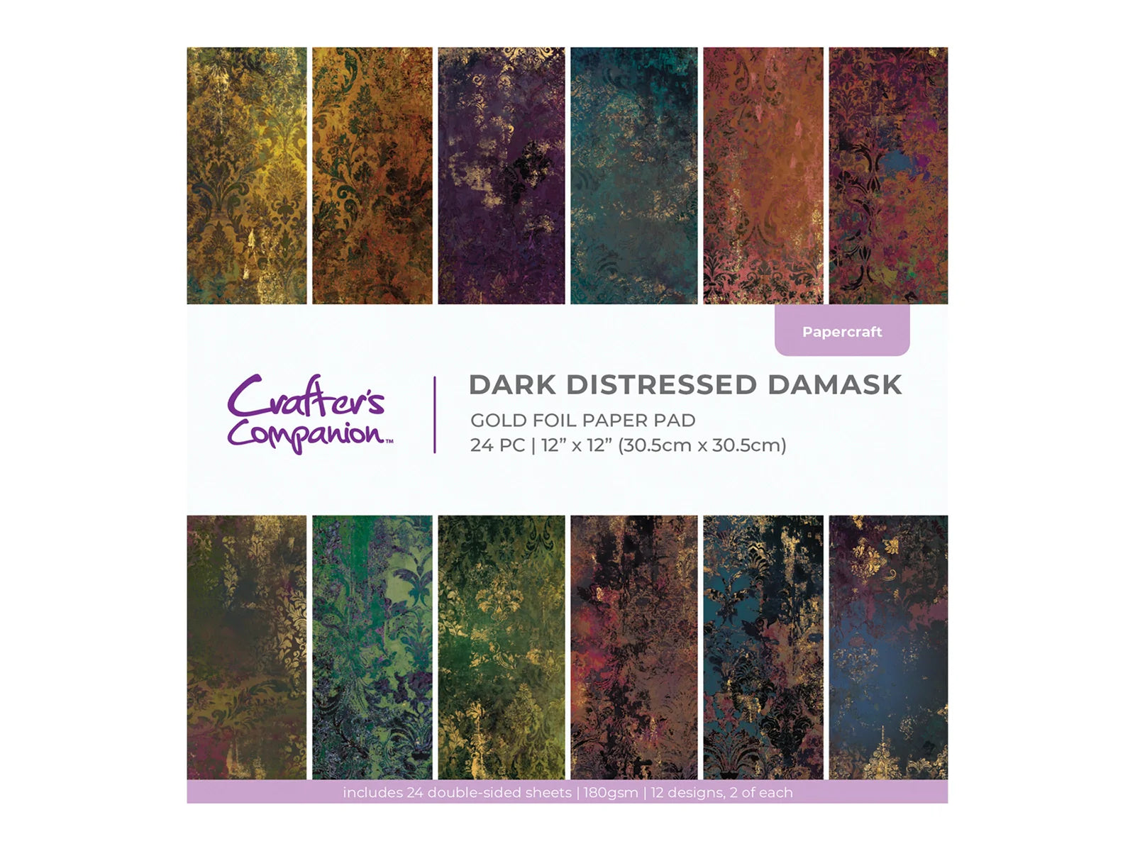 Craft Consortium – Paper pad – Dark Distressed Damask