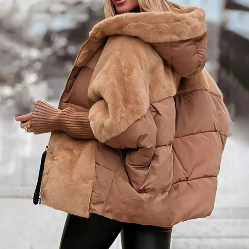 CozyShell Oversized Dames Puffer Jas – Warme Winterjas met Capuchon en Dikke Vulling - Afbeelding 2