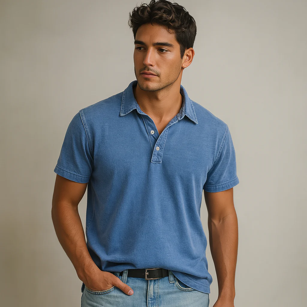 Poloshirt Rustivo – Relaxed Fit Herenpolo met Vintage Wash en Klassieke Kraag