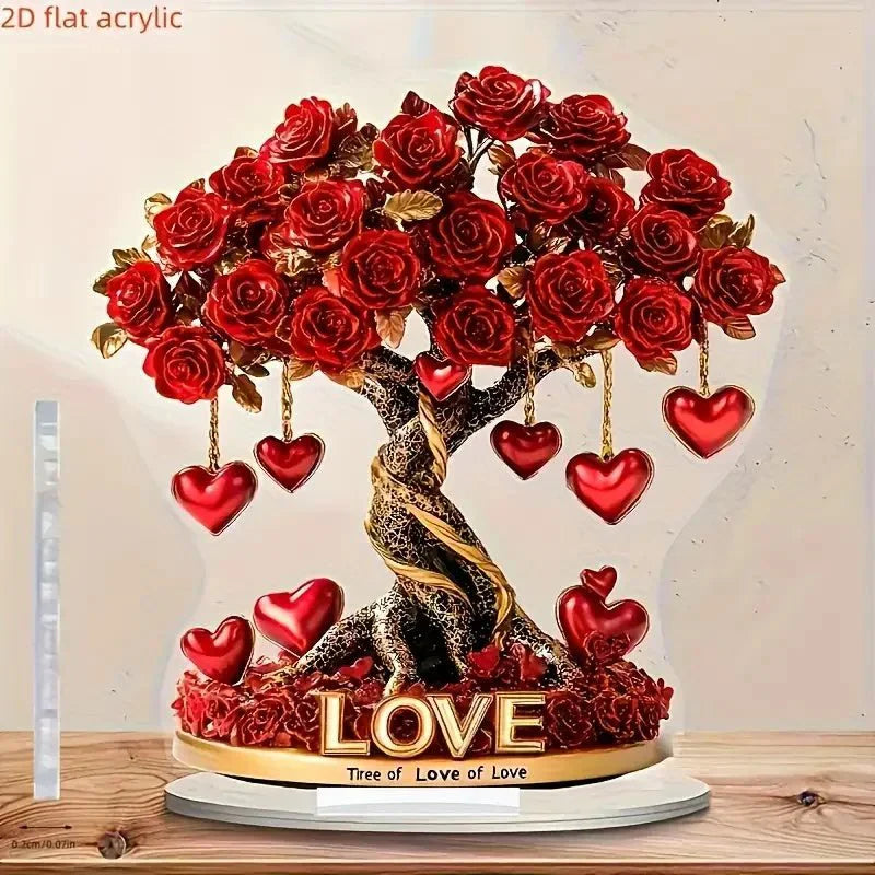LuxeHart Kristallen Rozenboom Hartvormige Decoratie - Afbeelding 2