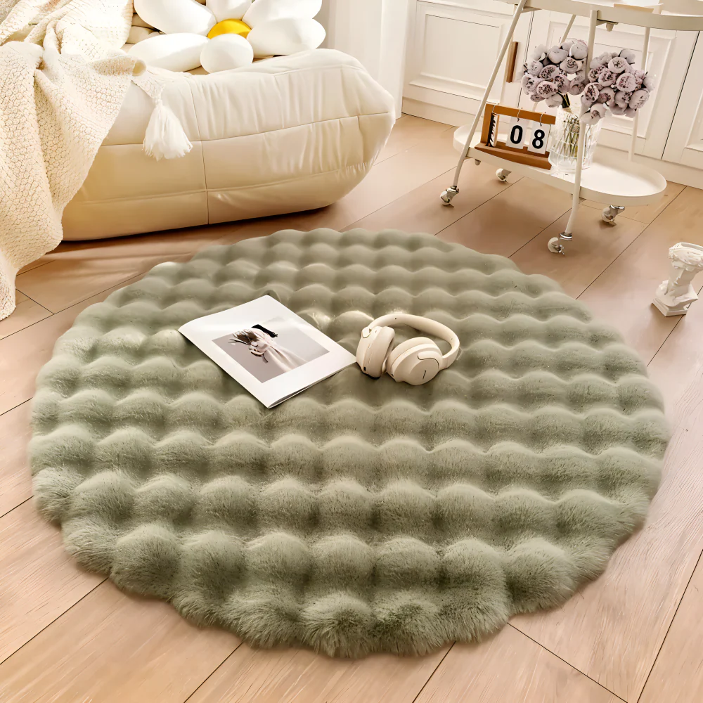 Ronde Fluweelzachte Antislip Vloermat – Gezellige Fleece Woondecoratie