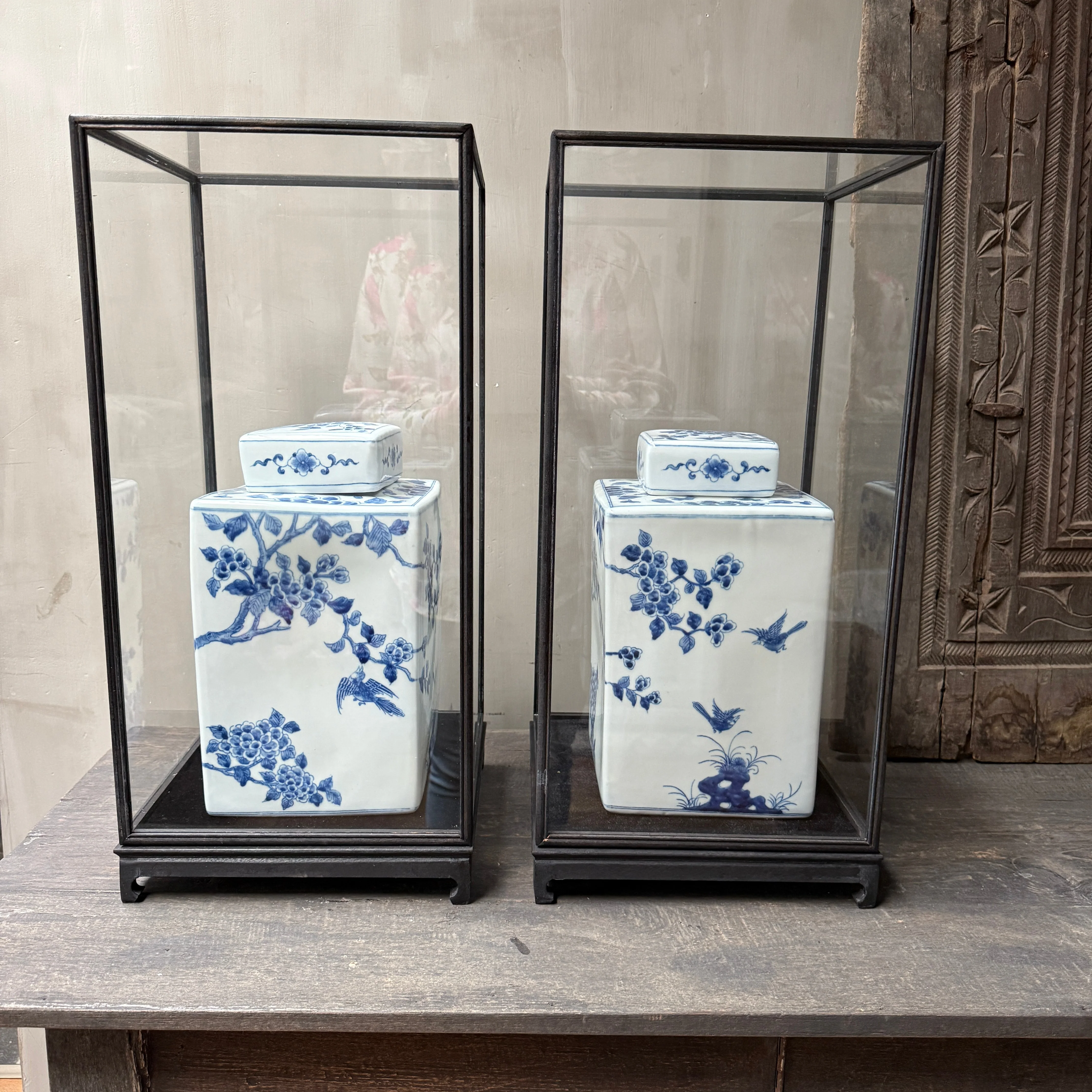 Oude Chinese vierkanten gember pot met deksel
