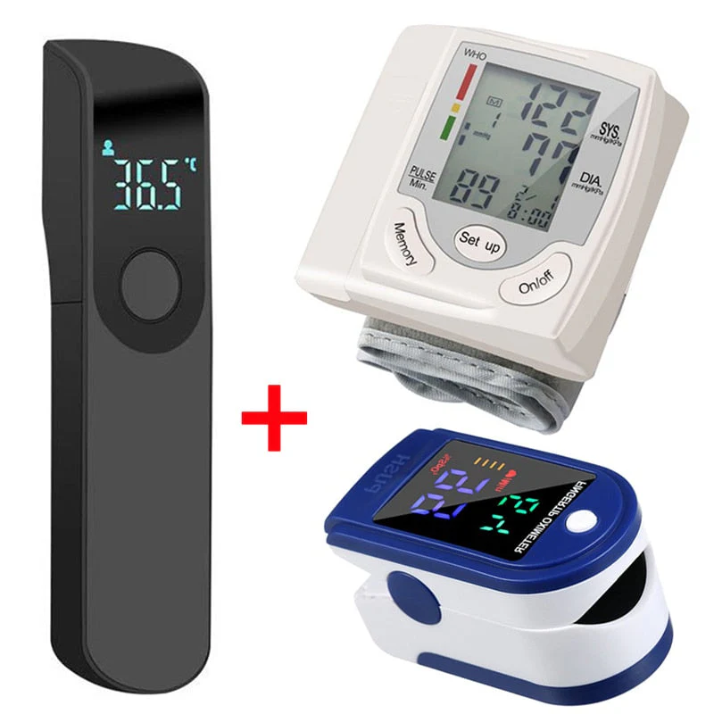 Gezondheidskit: Bloeddrukmeter, Puls-Oxymeter, Voorhoofdthermometer