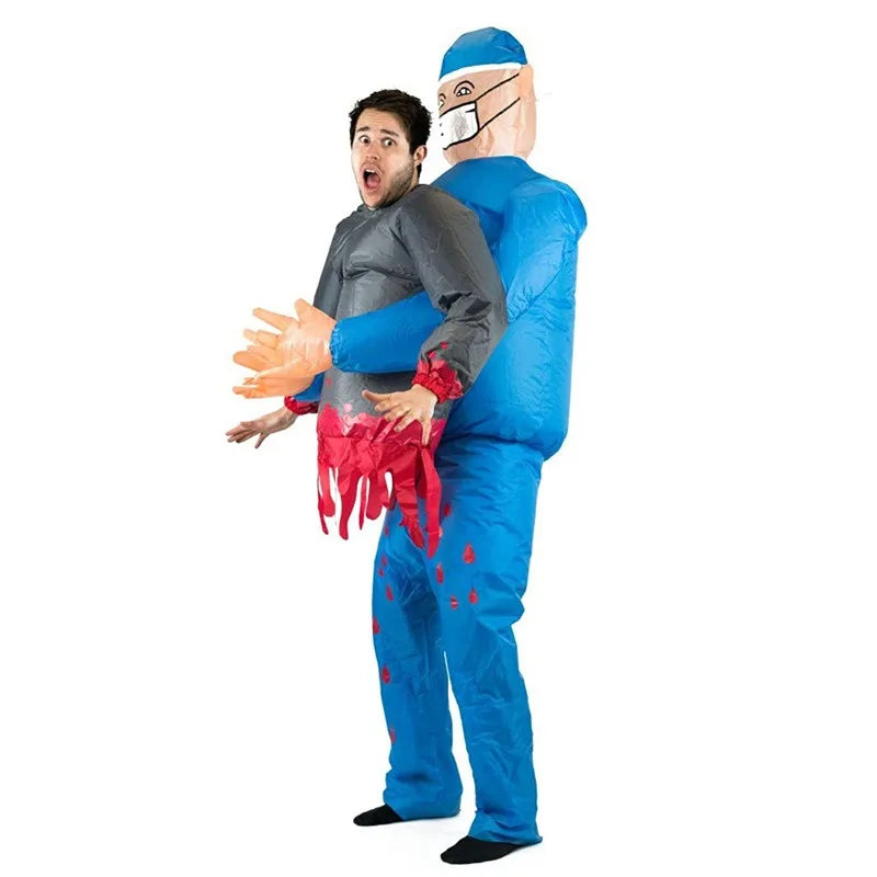Opblaasbaar Halloween Chirurg Kostuum met Geest – Grappig & Griezelig Volwassenen Kostuum - Afbeelding 2