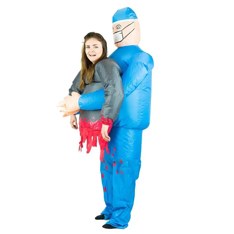 Opblaasbaar Halloween Chirurg Kostuum met Geest – Grappig & Griezelig Volwassenen Kostuum - Afbeelding 3