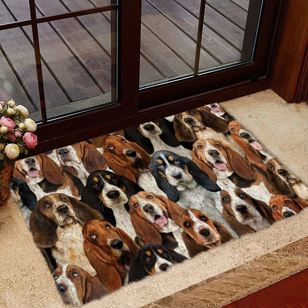 Groepje Basset Hounds Deurmat