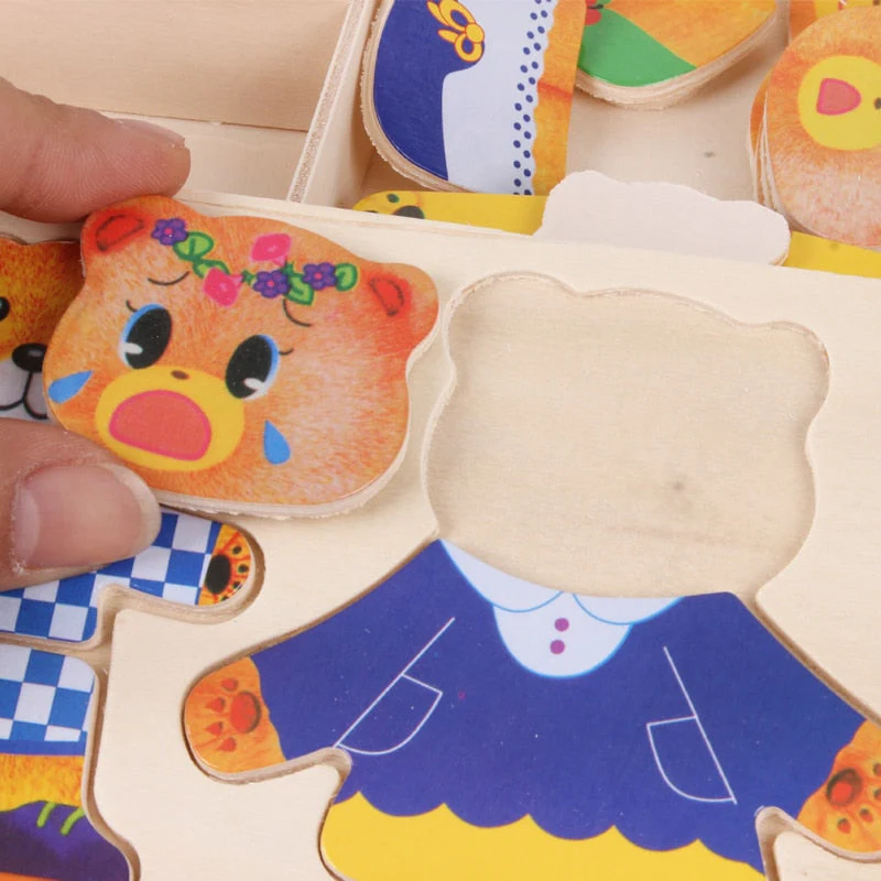 Houten Puzzel voor Kinderen – Creatieve Outfit Combinaties voor Cognitieve Ontwikkeling - Afbeelding 3