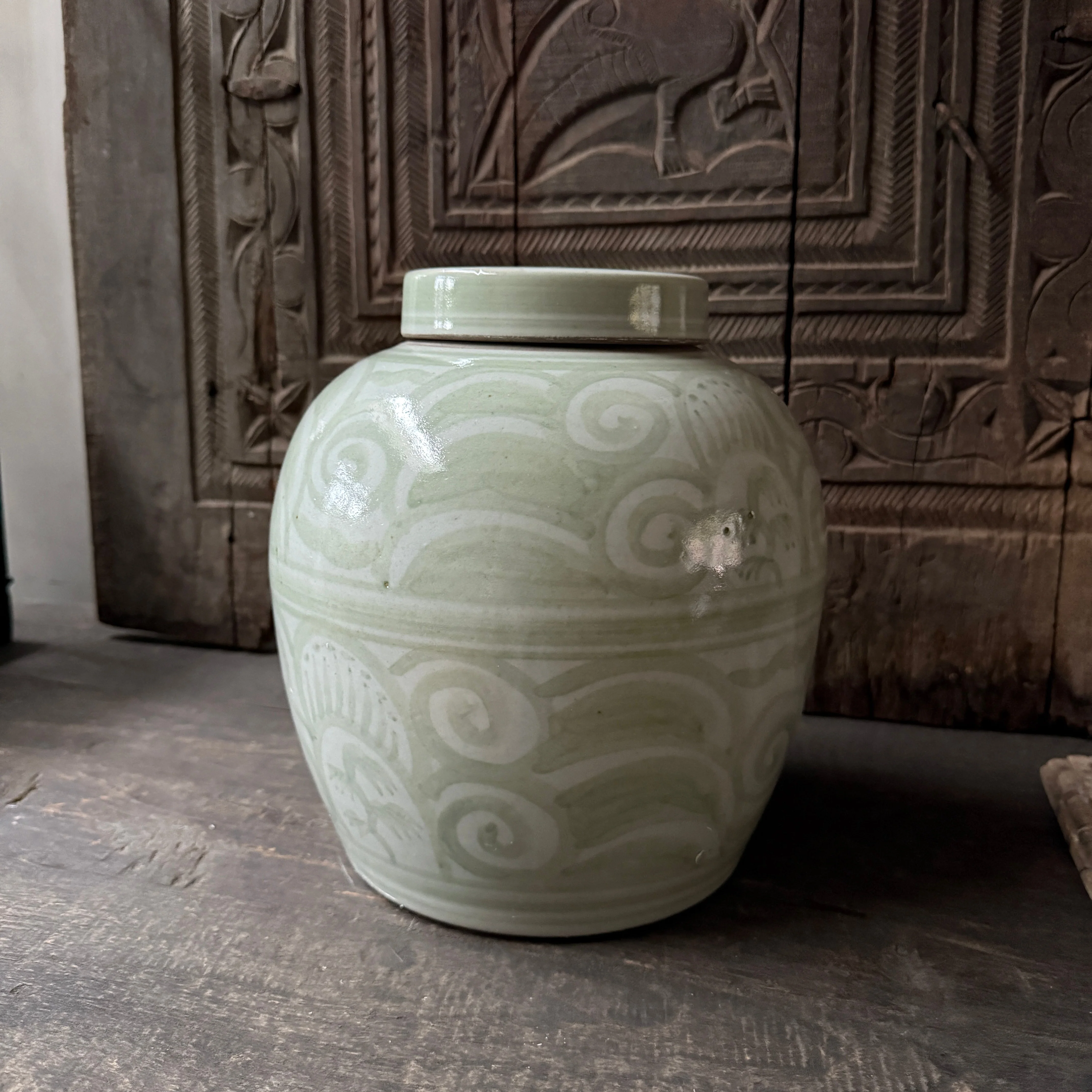 Antieke Chinese gember pot met deksel