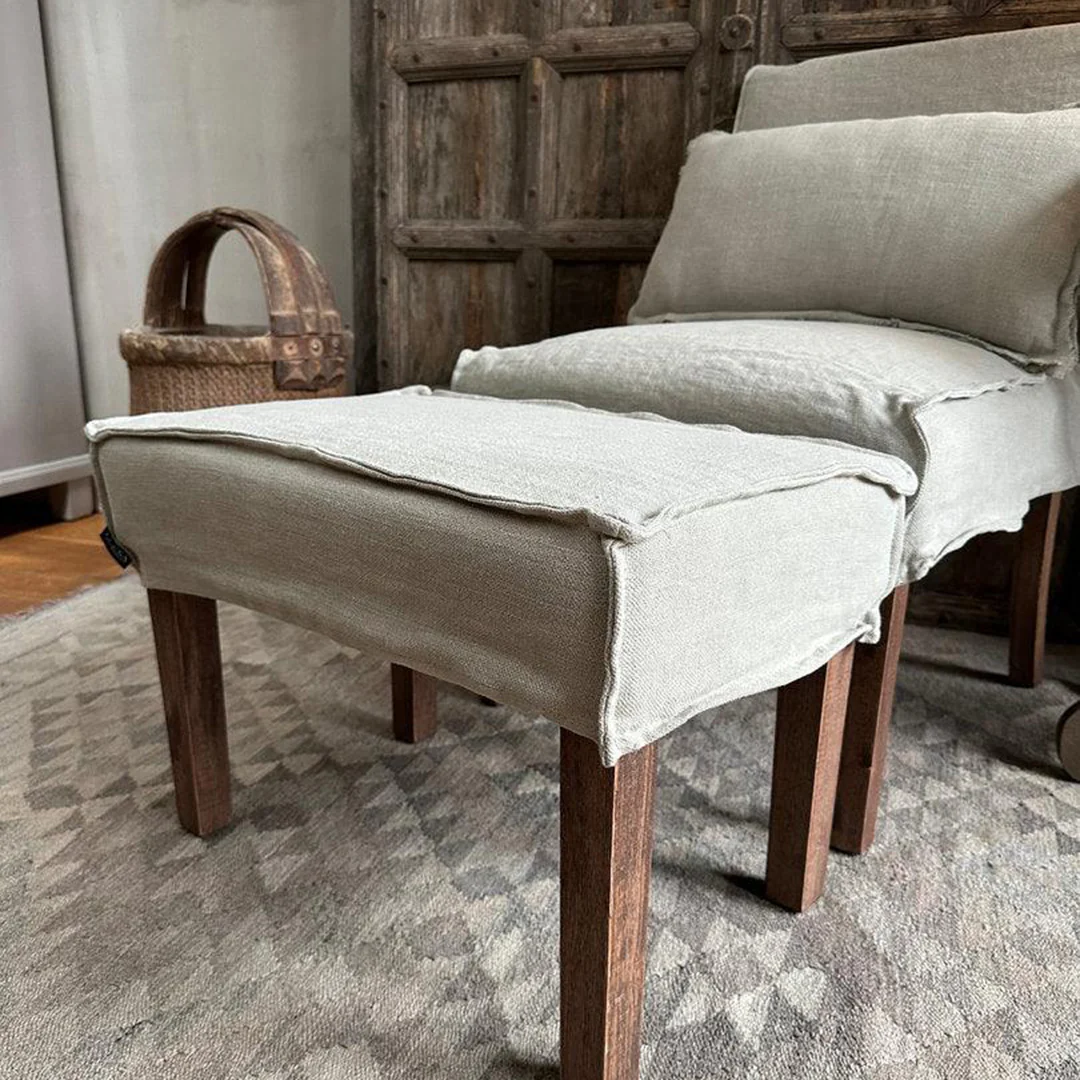Linnen hocker Fem Taupe Linnen hocker Fem Taupe
