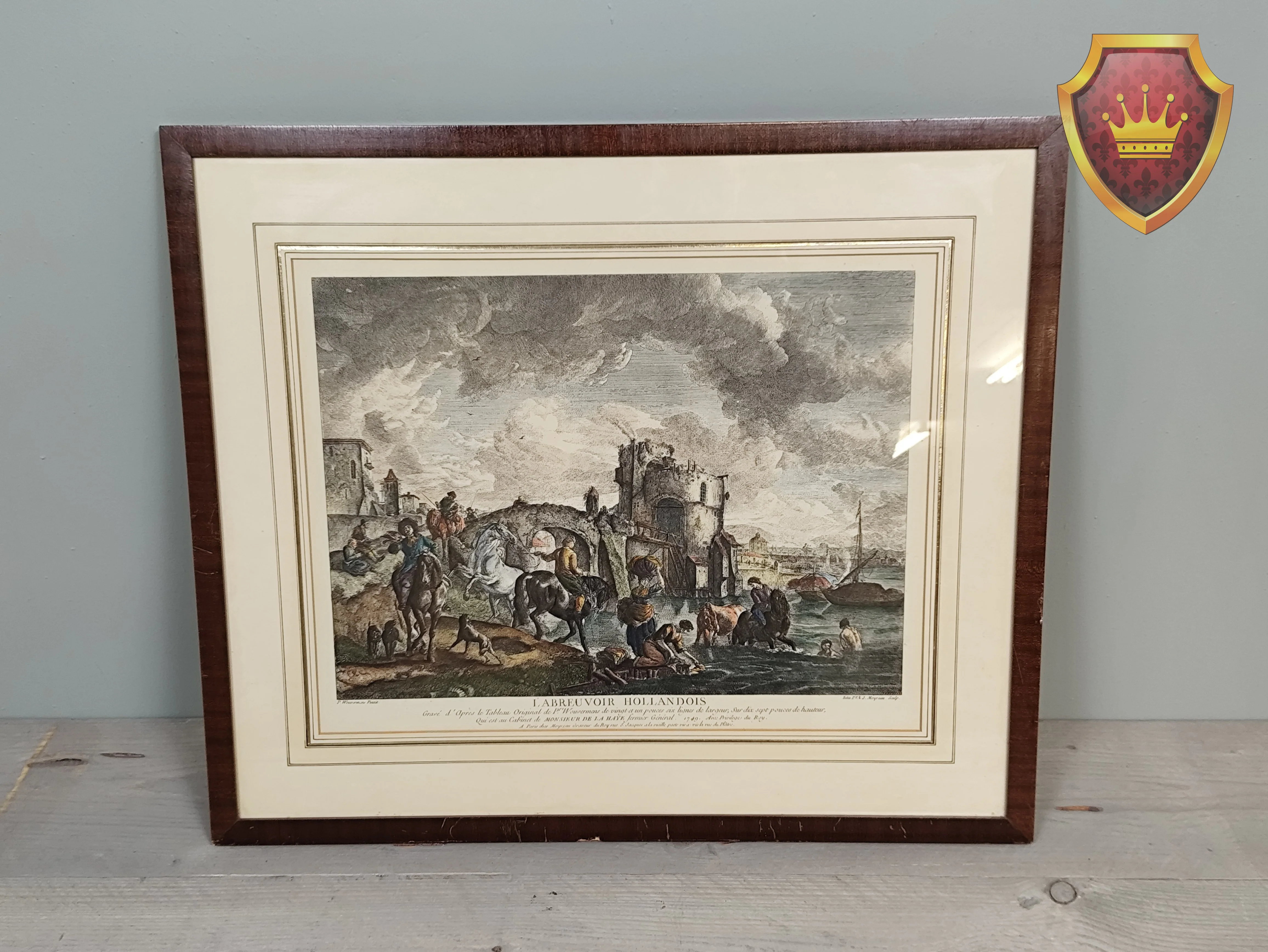 Antieke gravure L’Abreuvoir Hollandois ingelijst