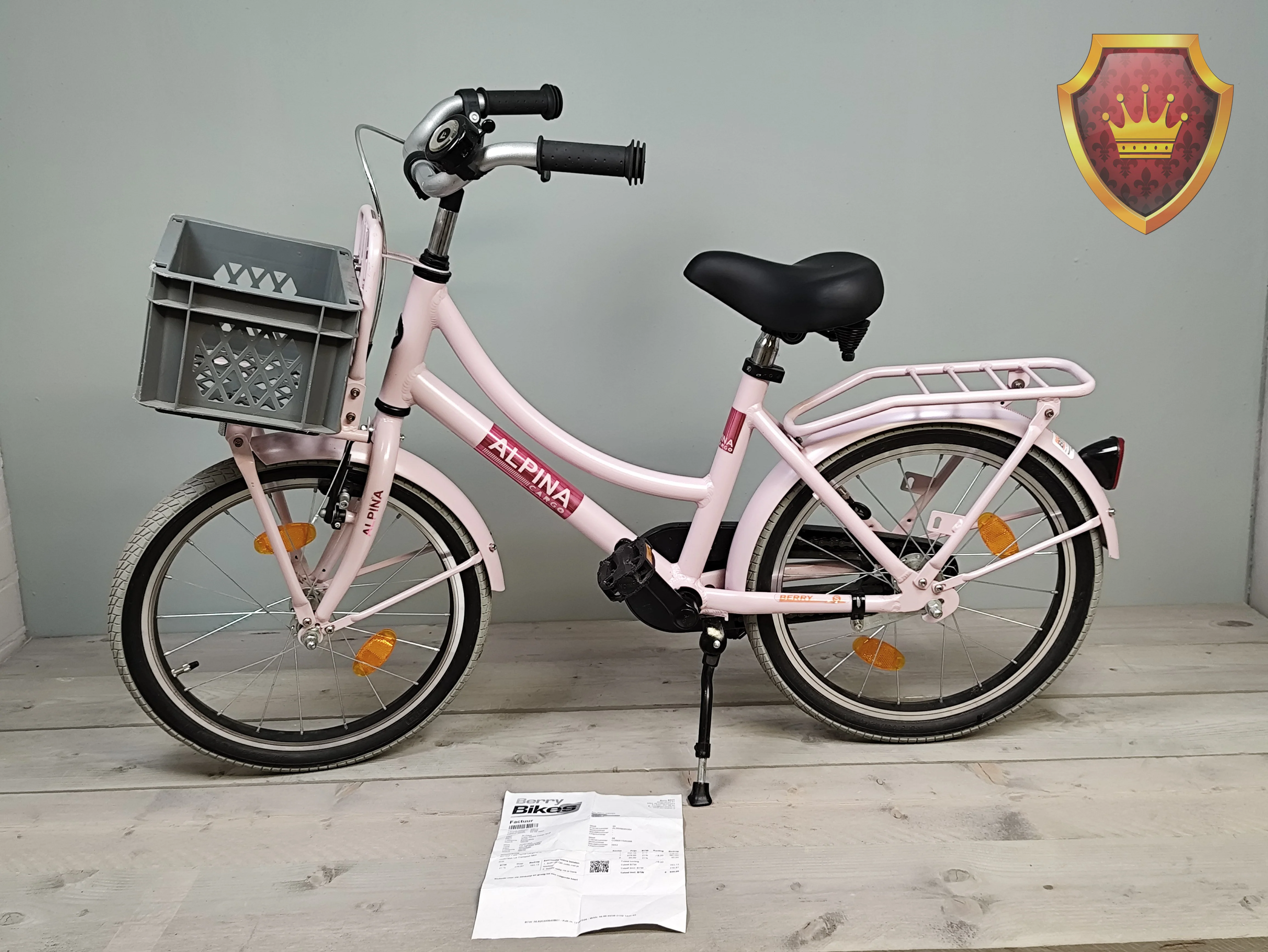 Alpina Cargo M18 kinderfiets roze met voordrager