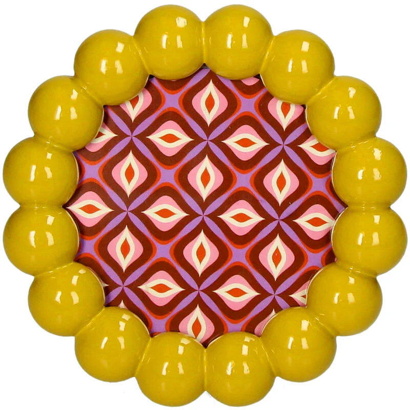 Fotolijst kralen Polyresin Geel 10x10cm Fotolijst kralen Polyresin Geel 10x10cm