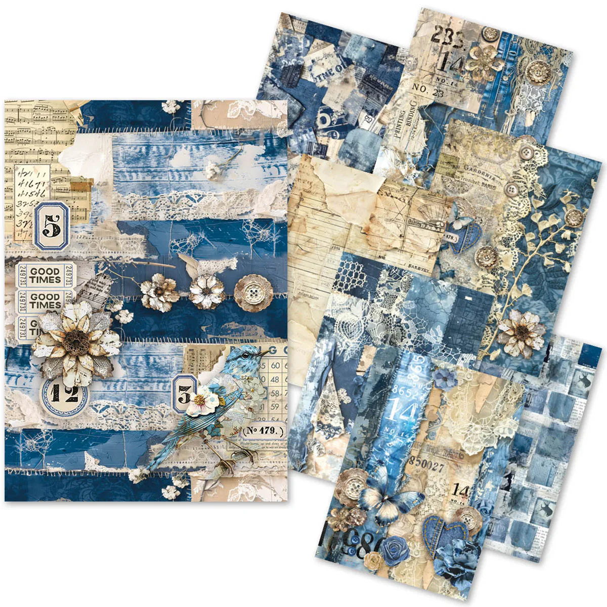 Ciao Bella – Urban blue denim craftmix mixed A5 paper pack (8 pcs)
