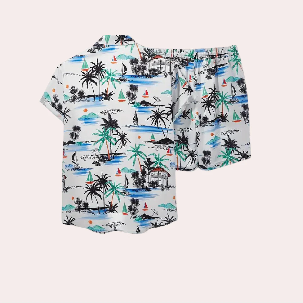 Zomerstijl Heren Set – Comfortabel Tweedelig Shirt en Short - Afbeelding 2