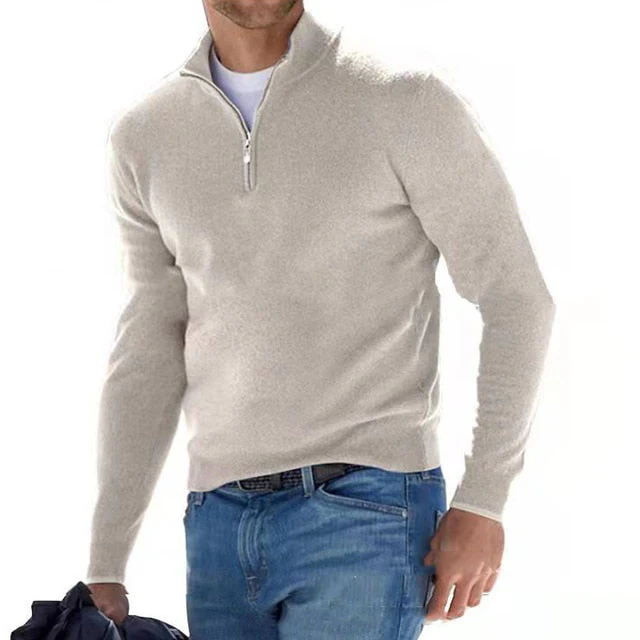 Torino Luxe Herenpullover van Merinowol met V-hals en rits – warme en stijlvolle trui voor elke gelegenheid