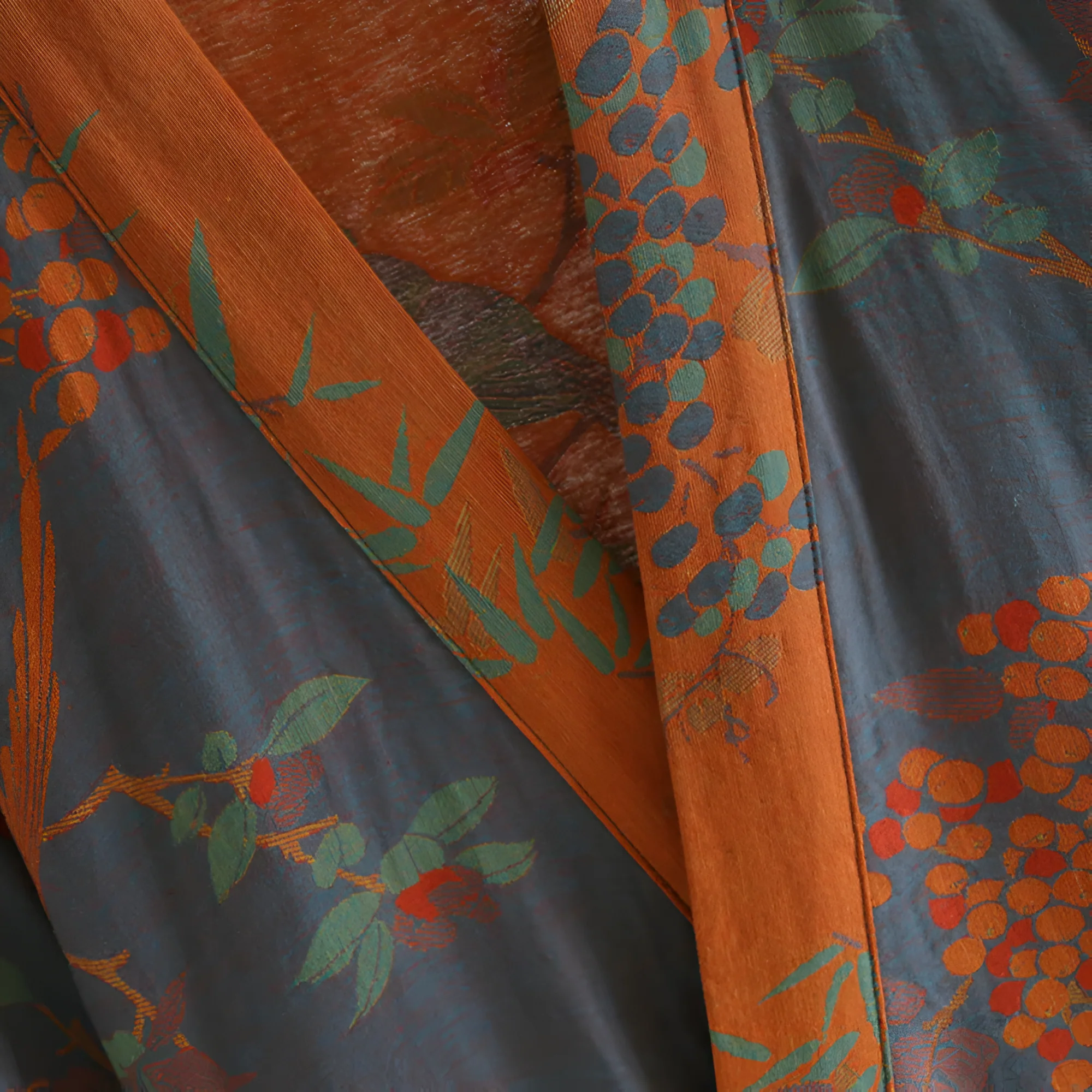 Lichte Retro Katoenen Badjas – Jacquard Ontwerp met Tailleband - Afbeelding 3