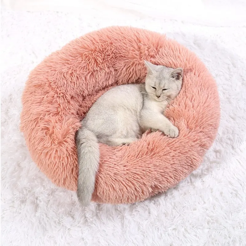 CozyNest Pluche Ronde Huisdierenmand – Wasbaar & Antislip