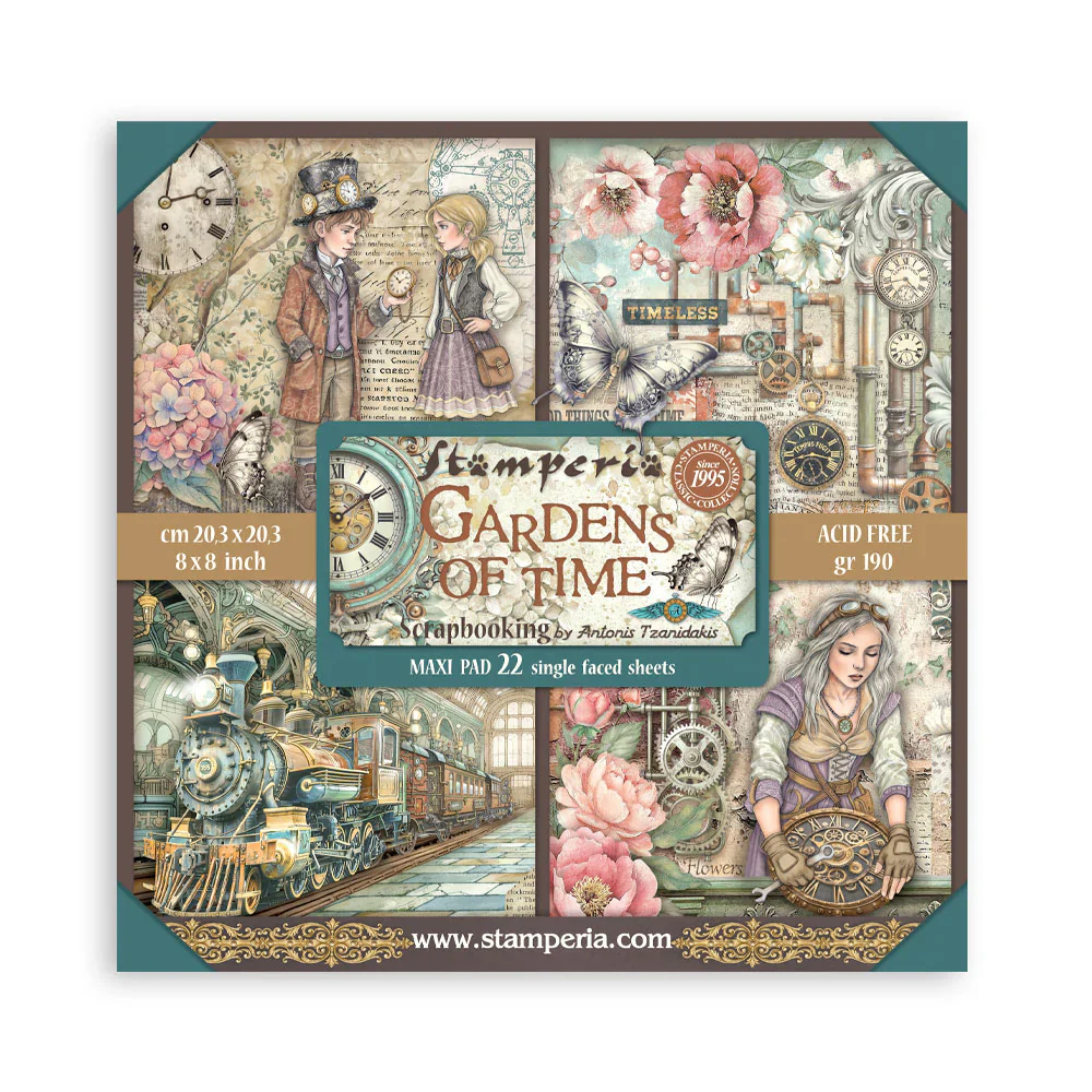 Stamperia – Gardens of Time Maxi Pad 8 inch