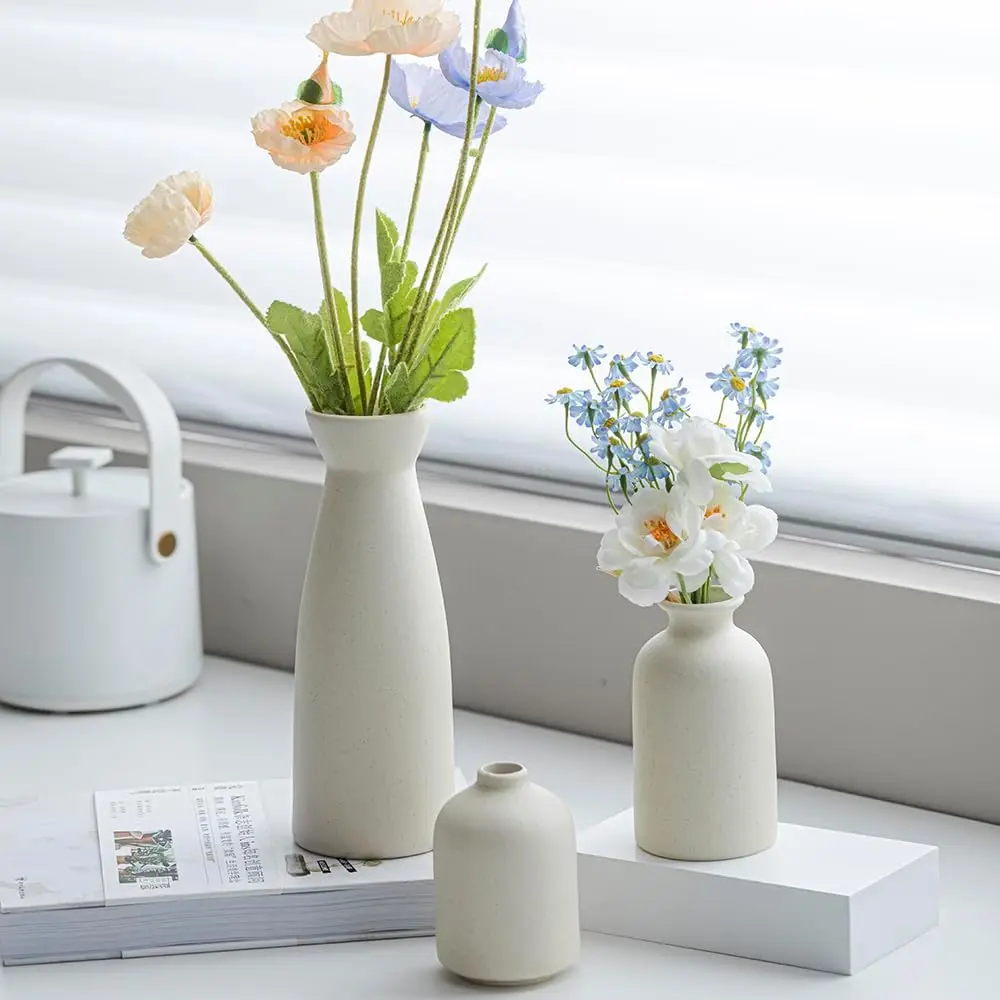 Aardstijl Keramische Vaas Set van 3 voor Moderne Boho Interieurs