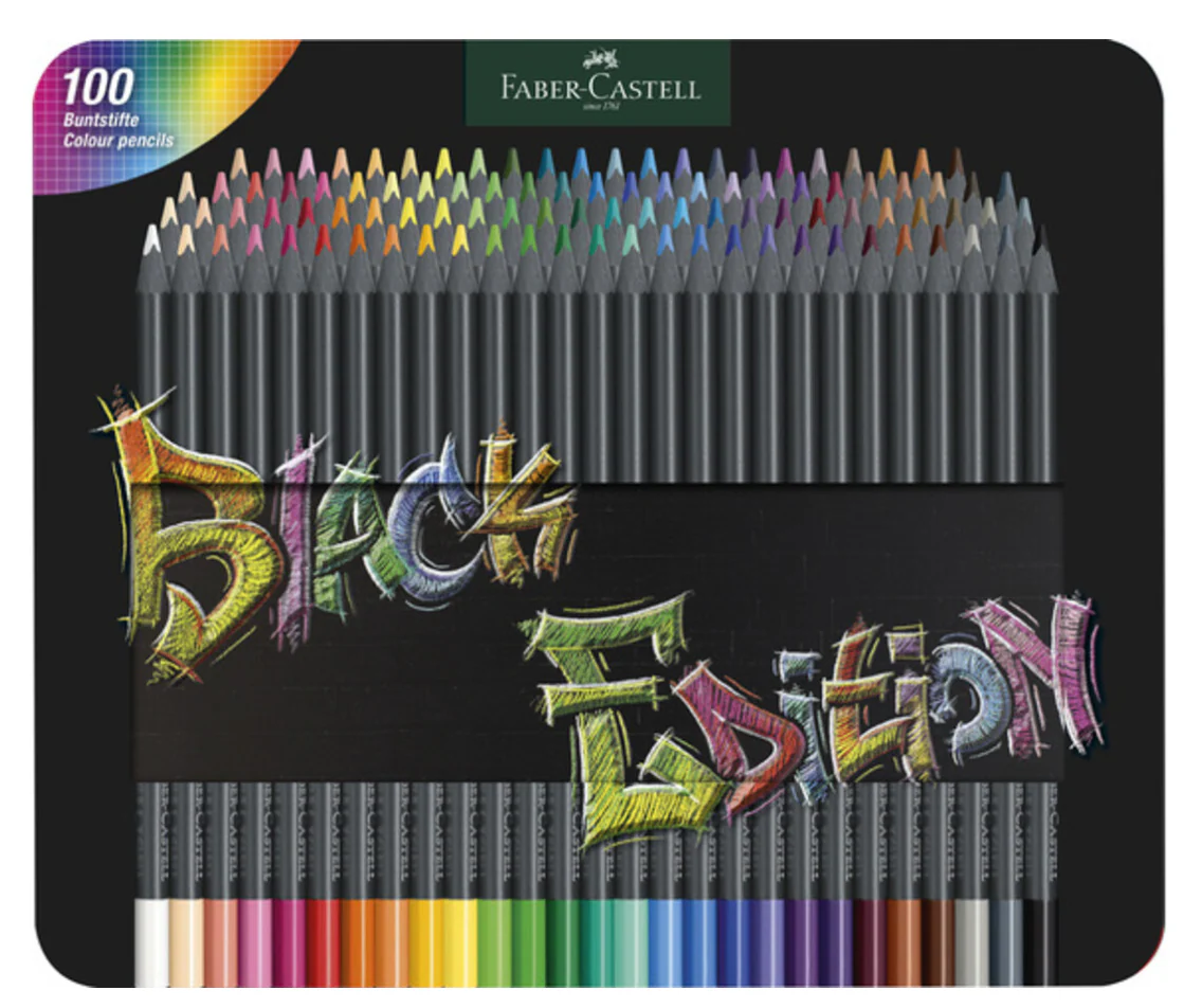 Faber-Castell – 100-delige set kleurpotloden Black Edition Supersoft