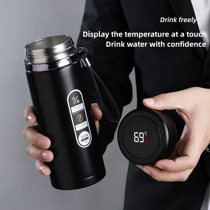 TempraFles – Slimme Thermosfles met LED Temperatuurdisplay (800ml–1L)