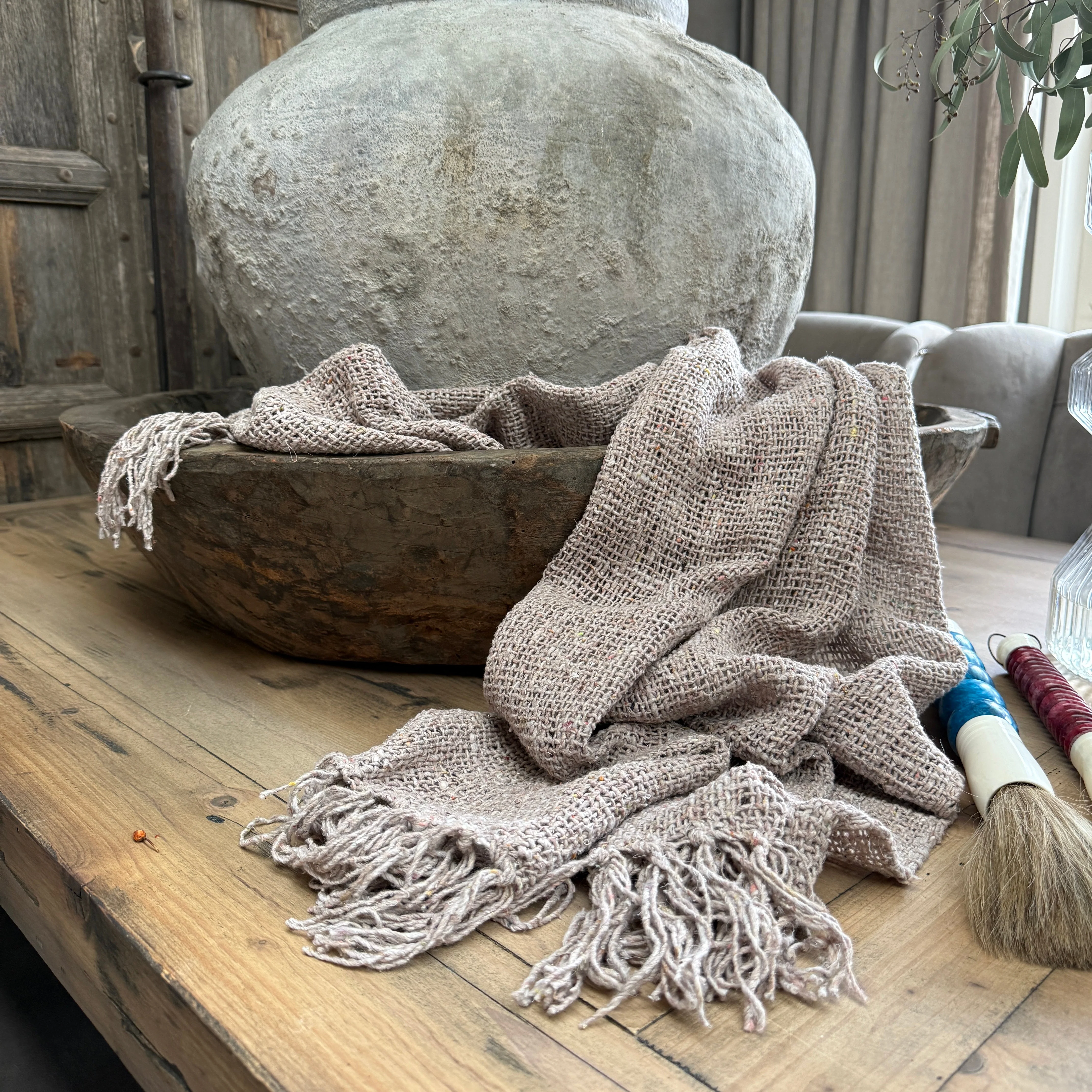 Shabby doek taupe 150X 60
