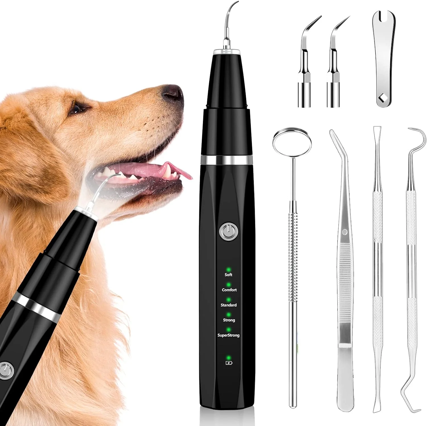 Ultrasone Plaque Verwijderaar voor Honden en Katten – Tandenreinigingsset voor Tandsteen en Vlekken