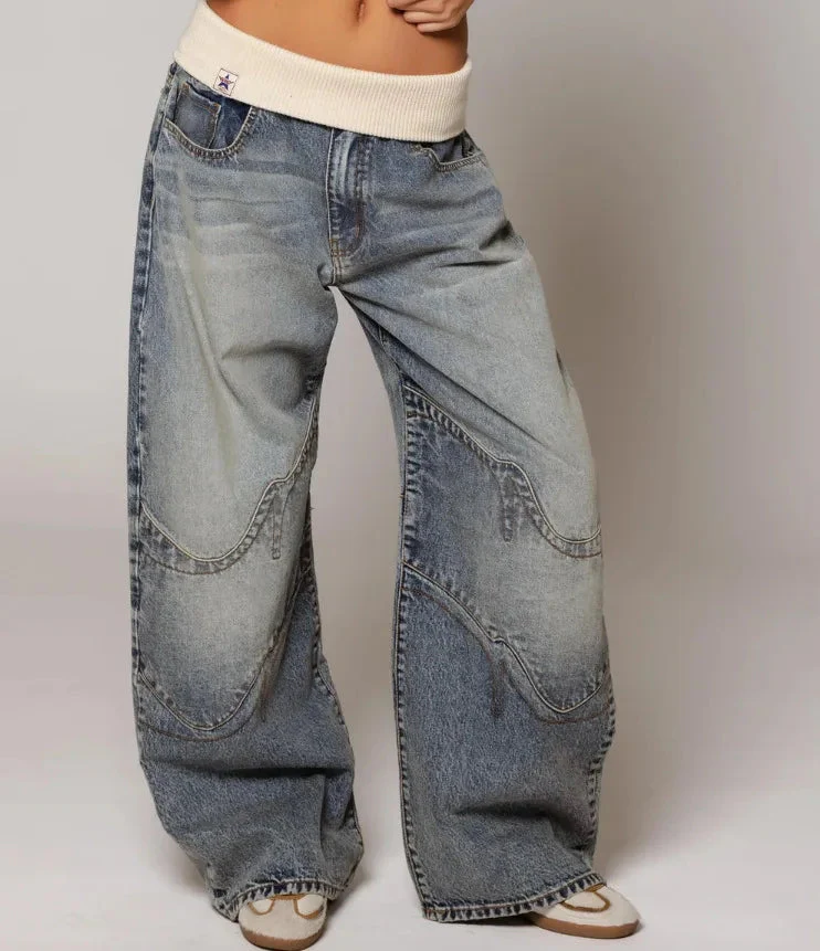 Vanessa Baggy Jeans Dames – Vintage wijde denim broek