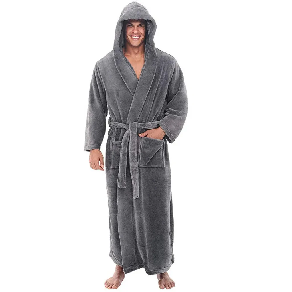 Fluwelen Herenloungejas WarmRelax – Luxe Flanel Badjas met Capuchon