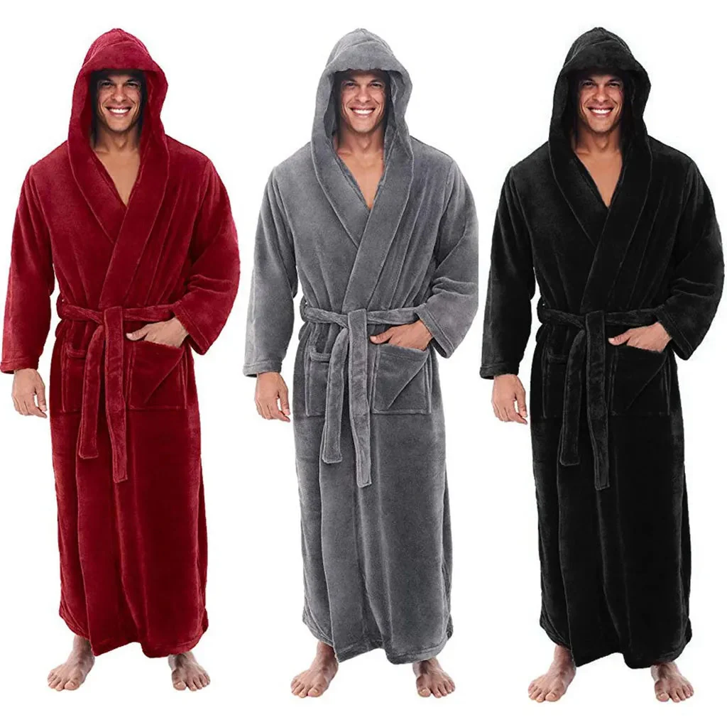 Fluwelen Herenloungejas WarmRelax – Luxe Flanel Badjas met Capuchon - Afbeelding 3
