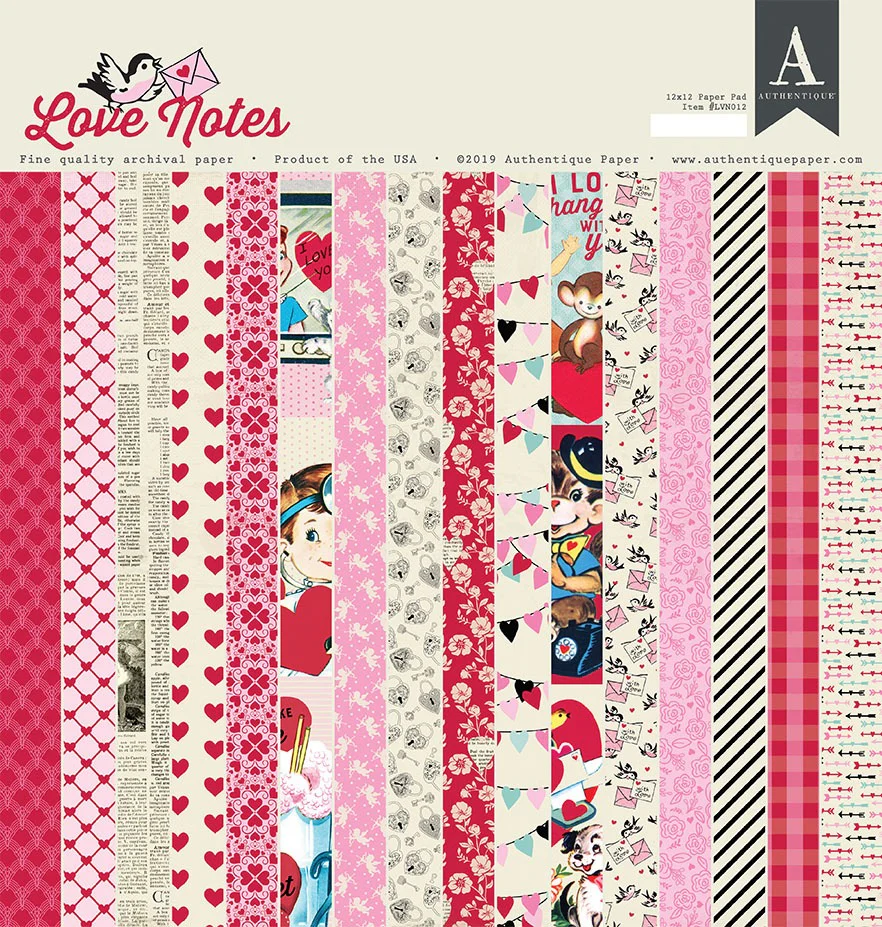 Authentique –  love notes 12×12 inch paper pad