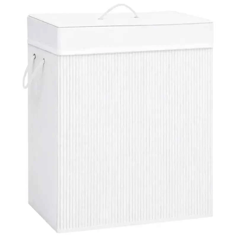 Bamboe wasmand met grote inhoud en geweven stof voor je huishouden
