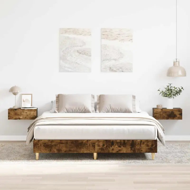 Bedframe in gerookt eiken voor een stabiele en stijlvolle slaapkamer