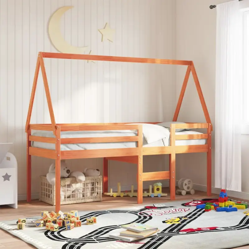 Bedhuisje voor kinderen van massief grenenhout met open zijdeur