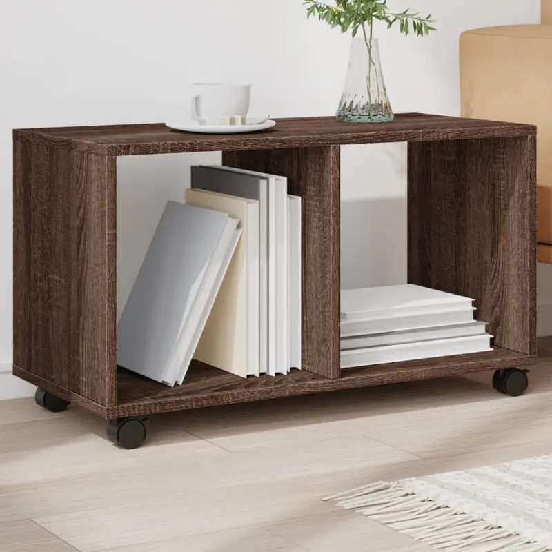 Bewerk hout bijzettafel met verplaatsbare kast voor drankjes en decoratie