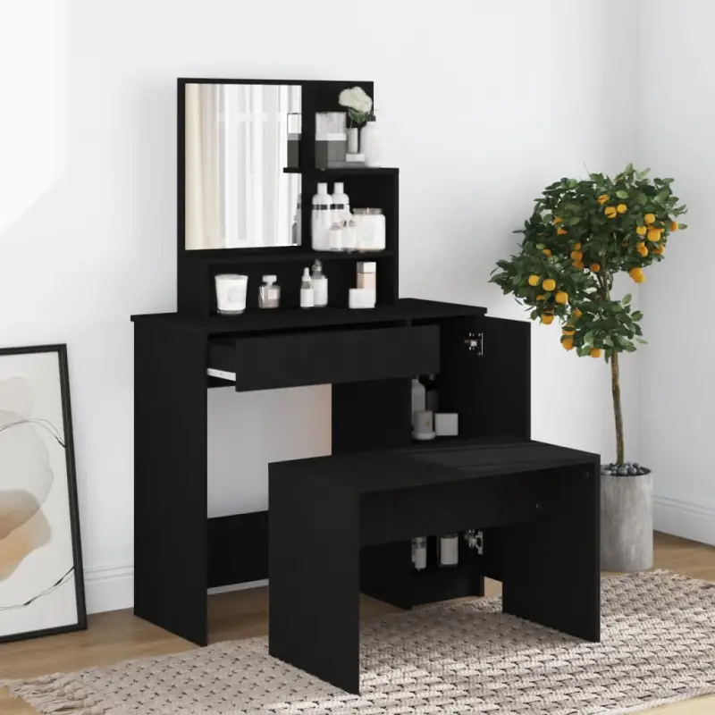 Bewerk hout kaptafel met spiegel voor een stijlvolle slaapkamer