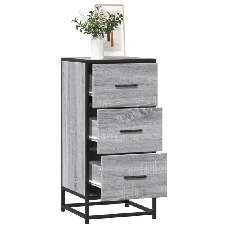 Bewerkt hout dressoir in grijs sonoma met industrieel metalen frame