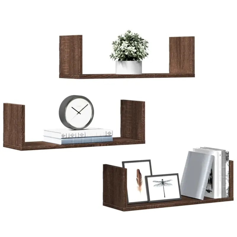 Bewerkt hout zwevende schappen voor stijlvolle en duurzame muurdecoratie