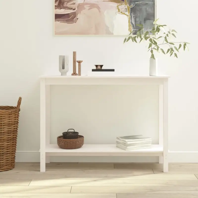 Bijzettafel van massief grenenhout met stevig blad voor een moderne uitstraling